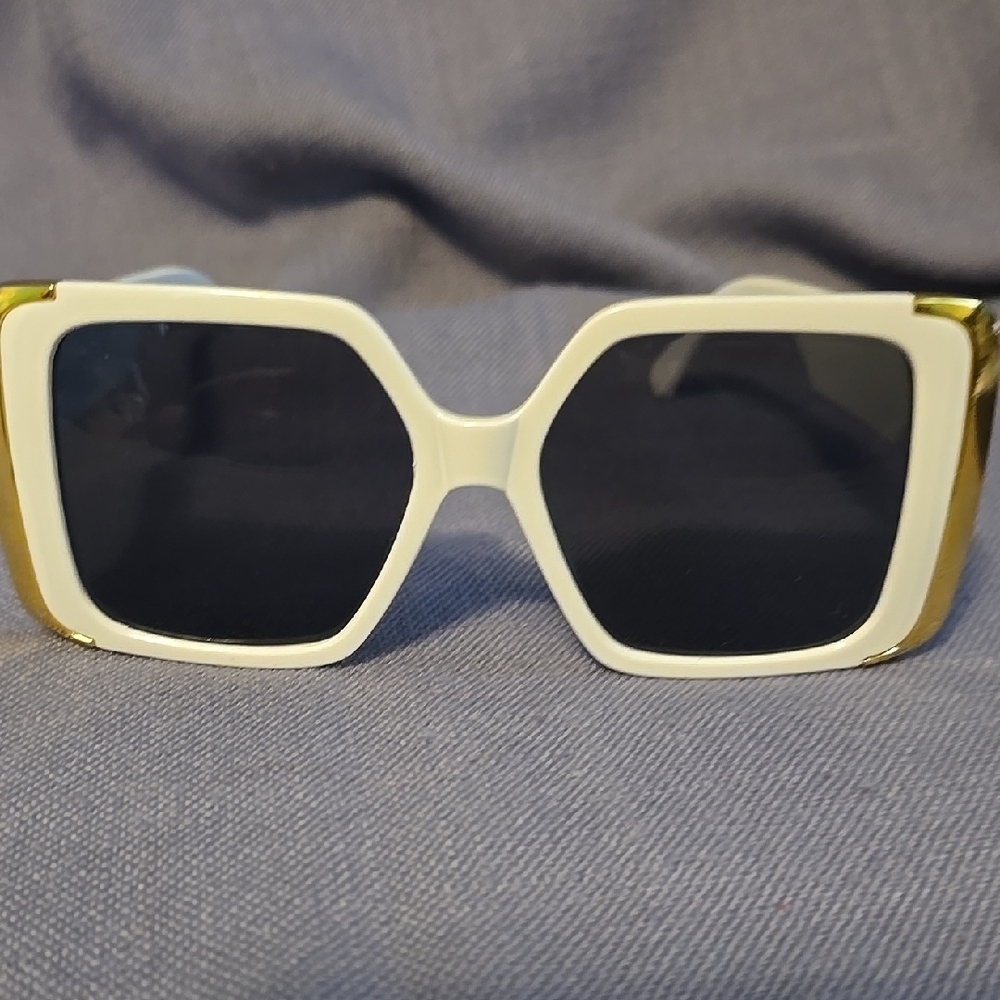 Stylish White and Gold Sunglasses